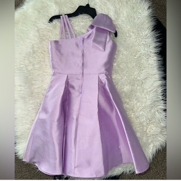Rare Editions Lilac Formal Kids Dress with Bow - Picture 3 of 3